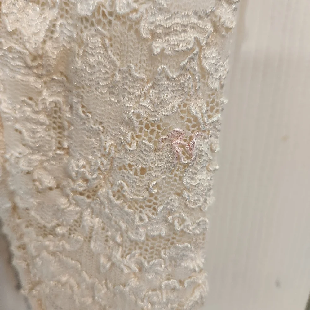 Vintage Victoria's Secret Lace Body Suit Long Sleeve Ivory White USA Size Small